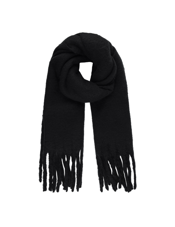 Warme wintersjaal effen kleur zwart Warme wintersjaal effen kleur zwart