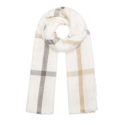 Off-white wintersjaal met strepen