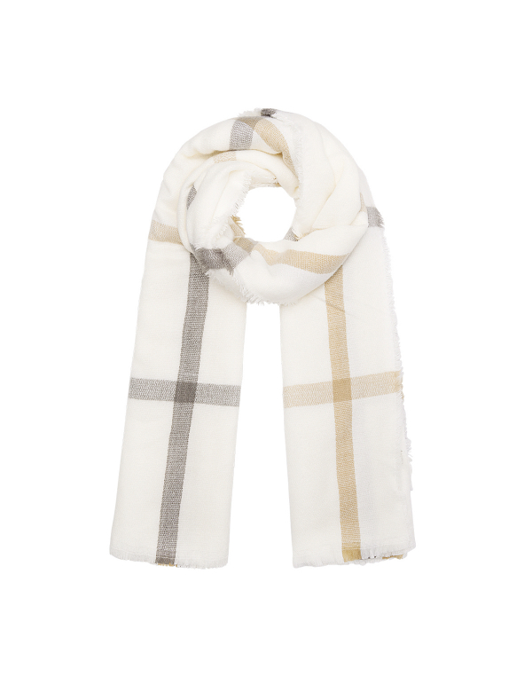 Off-white wintersjaal met strepen