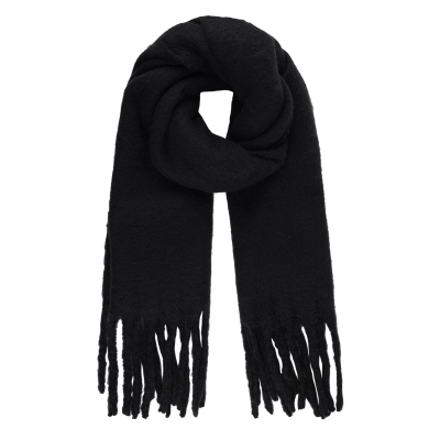 Warme wintersjaal effen kleur zwart