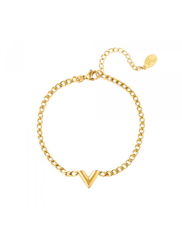 Roestvrijstalen armband Letter V
