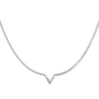 Edelstalen Ketting Letter V