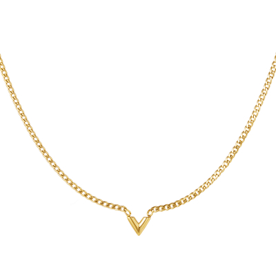 Edelstalen Ketting Letter V