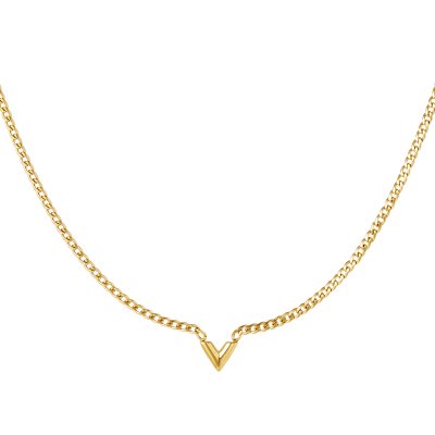 Edelstalen Ketting Letter V