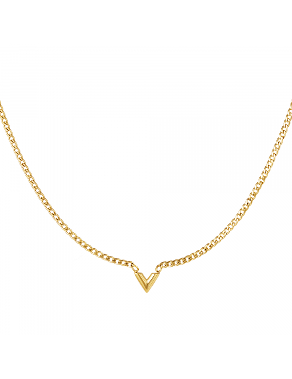 Edelstalen Ketting Letter V
