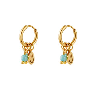 Gouden roestvrijstalen oorbellen smiley