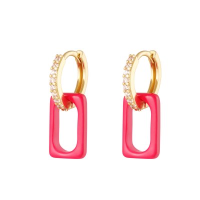 Kleurrijke ankerschakel oorbellen vierkant