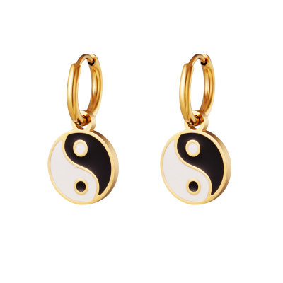 Edelstalen oorbellen Yin Yang