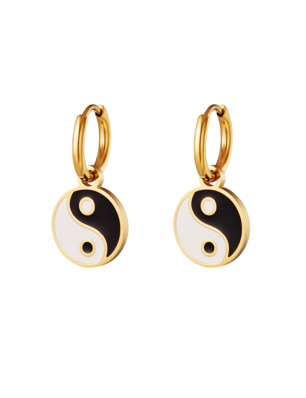 Edelstalen oorbellen Yin Yang