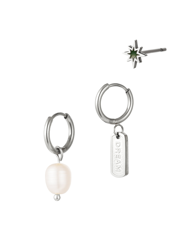 Trio oorbellen set van roestvrij staal