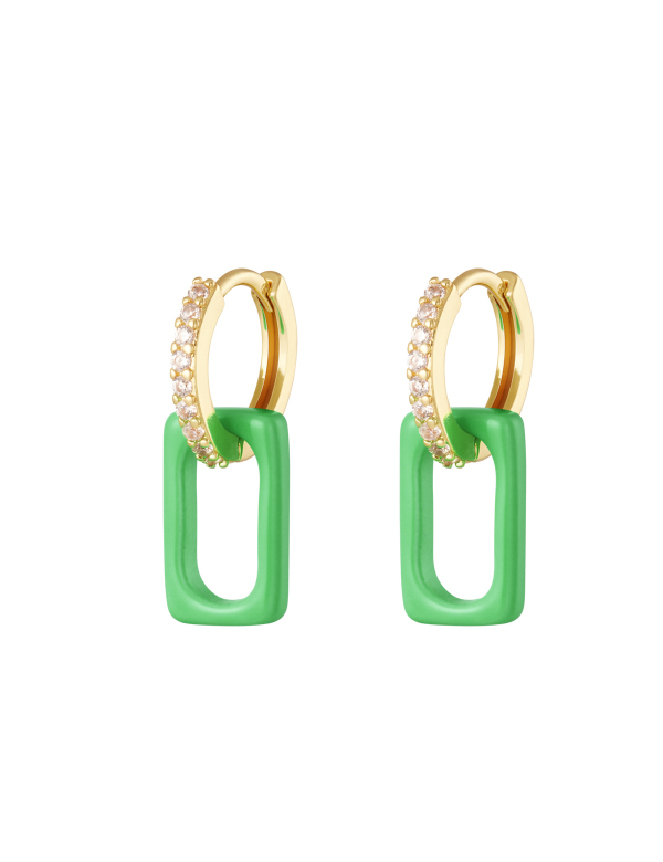 Kleurrijke ankerschakel oorbellen vierkant