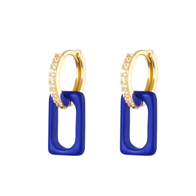 Kleurrijke ankerschakel oorbellen vierkant