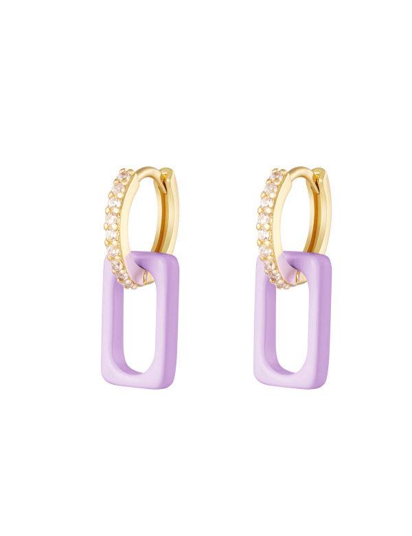 Kleurrijke ankerschakel oorbellen vierkant